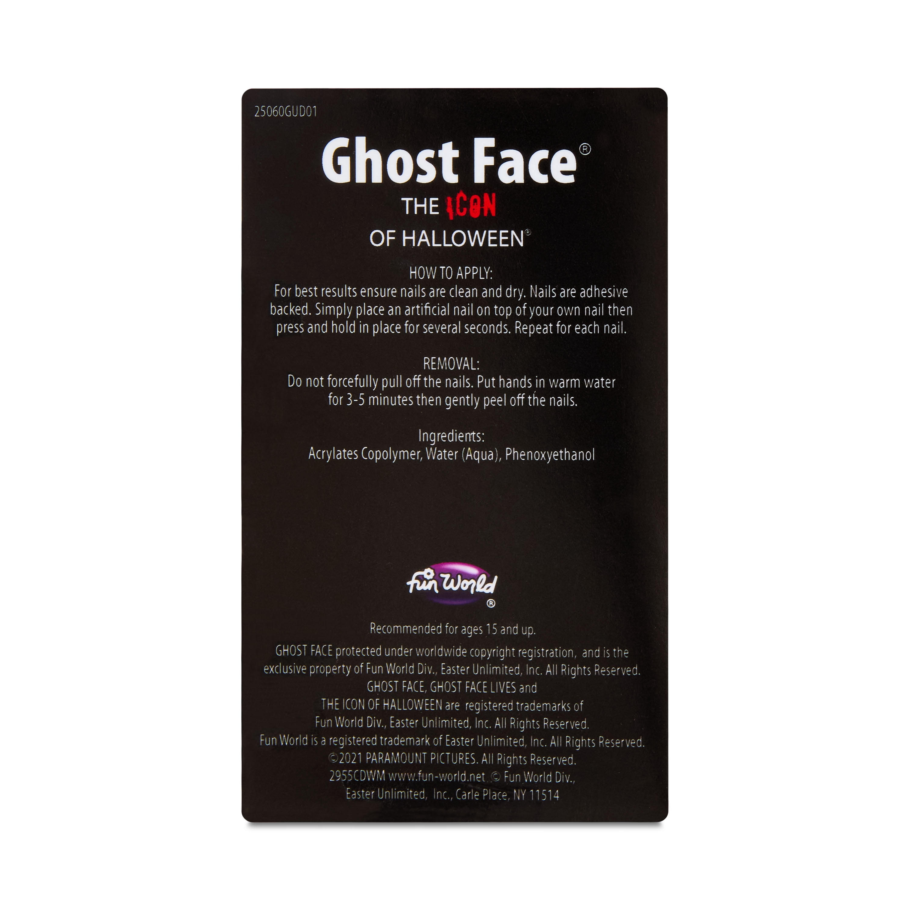 Ghost Face Bloody Nails, Halloween Press-On Nails for Adults, 24pk, by Fun World
