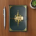 thumbnail image 1 of Feltree A5 Classic Password Lock Notebook with Combination Lock and Compass Pattern, Personalized Vintage Journal for Students, Imitation Leather Cover with Built-in Bookmark and Pen Slot, 1 of 7