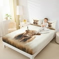 thumbnail image 4 of jejeloiu Highland Cow Cattle Bed Sheets,Rustic Farm Animal King Sheets,Brown White Sheet Set For Adult,Luxury Bedroom Decor,4 Pieces, 4 of 7