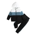 thumbnail image 2 of UACY Toddler Color Block Tracksuit Set - Hooded Zip Up Top and Jogger Pants, 2 Piece Fall Winter Outfit (Navy, 4-5 Years), 2 of 9