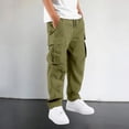 thumbnail image 2 of RUTAYY Boys Cargo Pants Drawstring Waist Straight Leg Front Pockets Outdoor Play Trousers Everyday Outdoor Adventures, Green, 2 of 8
