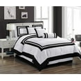 thumbnail image 2 of Chezmoi Collection Caprice 7-Piece Hotel Style Comforter Set California King Size, White/Black Square Pattern Color Block Bedding with Decorative Pillows, Luxurious Lightweight All Season Bed Set, 2 of 9