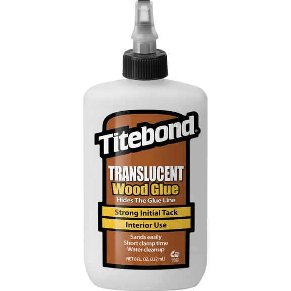 Titebond 6123 Polyvinyl Acetate Emulsion Translucent Wood Glue, 8 oz, Bottle, White, Liquid