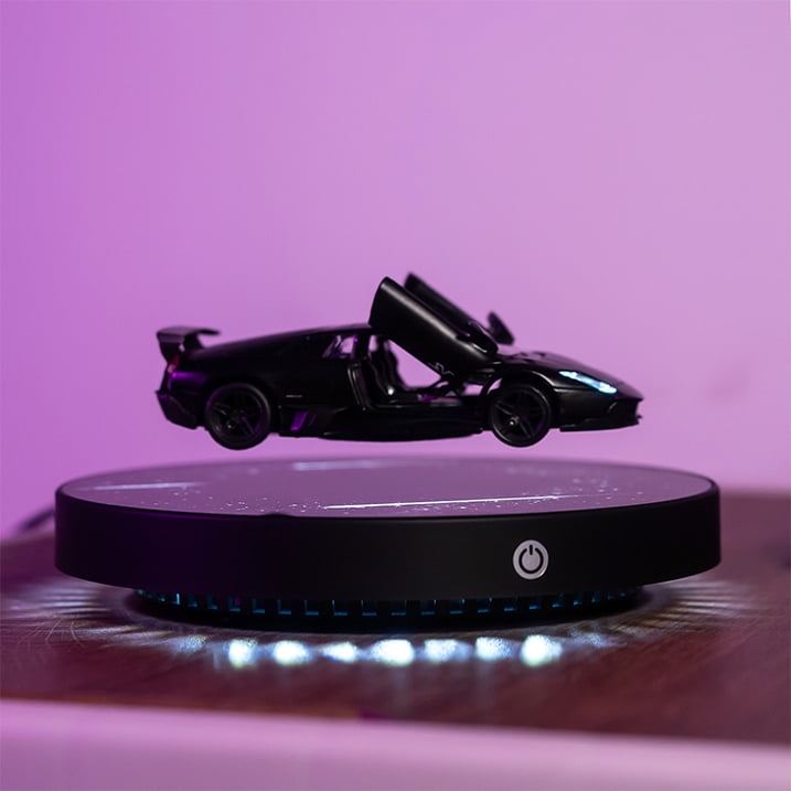 Magnetic Levitating Car Model with LED Light, 360° Rotating Floating Display Base for Home Office Decor & Collector Gift