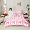 thumbnail image 4 of Homewish Kawaii Pink Bowknot Bedding Comforter Set 2pcs for Children Kids Teens,Dreamy Princess Twin Comforter Sets Microfiber,Geometric Plaid Stripes Breathable Bedding Set,Microfiber Bedroom Decor, 4 of 8