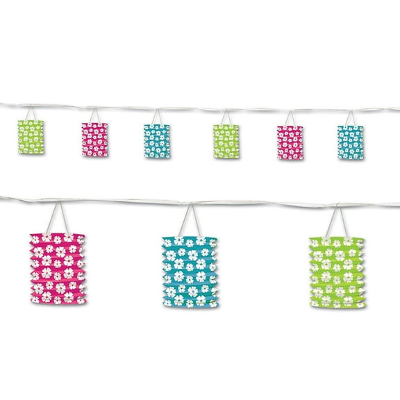 Beistle 12' Hibiscus Lantern Garland Assorted 2/Pack 54569