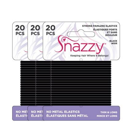 Snazzy Hair Elastics Thin Long Painless Pony Tail Holders Yoga