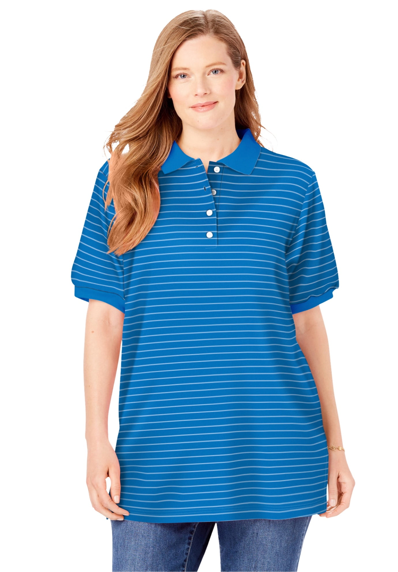 Woman Within Woman Within Women's Plus Size ElbowSleeve Polo Shirt Polo Shirt