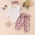 thumbnail image 2 of mgoYE Newborn Infant Girl Clothes Rib Knit Romper Heart Print Pants Headband Baby Clothes for Girls 0 3 6 12 18 24 Months(Pink,6-12 Months), 2 of 9