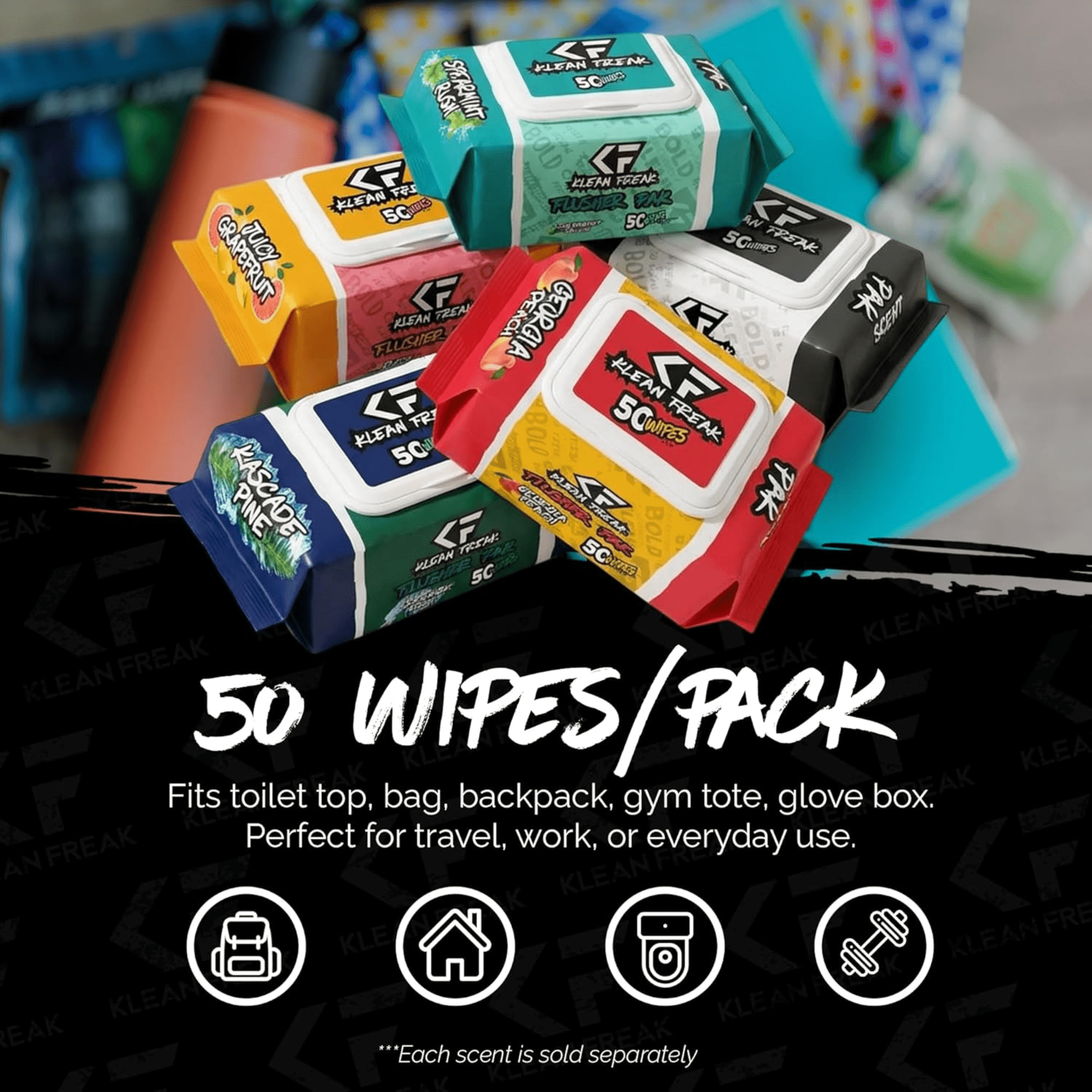 Klean Freak Flushable Wipes, Juicy Grapefruit, 50 Wipes, Biodegradable