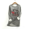 thumbnail image 2 of AOOCHASLIY Clearance Womens Tops Thick Fleece Sweatshirt Velvet Warm Round Neck Underwear Top Gift For Couples, 2 of 3