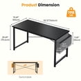 thumbnail image 3 of CONCETTA 55 Inch Computer Writing Desk with Storage Bag, Steel Frame for Home Office Study, Black, 3 of 8