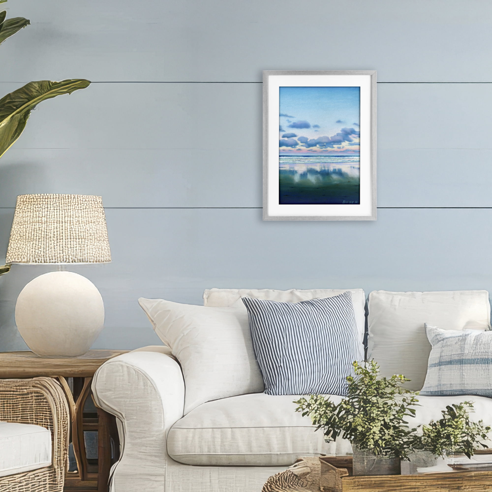 Stupell Industries Pretty Azure Cloud Reflection Gray Framed Print Under Glass, design by Susy Boyer
