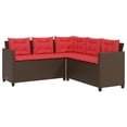 thumbnail image 3 of vidaXL Garden Sofa with Table and Cushions L-Shaped Brown Poly Rattan, 3 of 5