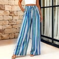 thumbnail image 6 of Lumtrix Striped Pants Women Summer Lounge Wide Leg Slacks Casual High Waist Trousers with Pockets Blue 2XL, 6 of 7