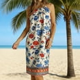 thumbnail image 1 of TaTaai Women's Summer Bohemian Print Sleeveless Midi Dress Round Neck Knee-Length Casual Travel Beach Dress Gift, 1 of 8