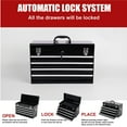 thumbnail image 4 of 21" Portable Metal Tool Box with 4 Drawers and Side Handles, Small Tool Chest with EVA Liners and Lock System,  Multi-Function Tool Organizer for Garage, Warehouse, Repair Shop, Home, Black, 4 of 9