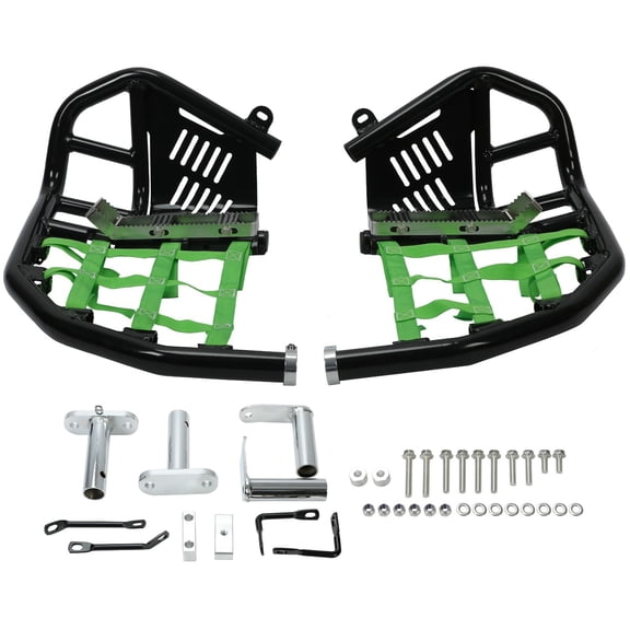 For Kawasaki KFX450R 2008-2015 Nerf Bars Pro Peg Heel Guard Black Nerf Green Net