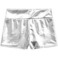 thumbnail image 4 of iiniim Women's Shiny Metallic Stretchy Booty Dance Shorts Hot Pants for Halloween Party Silver XL, 4 of 7