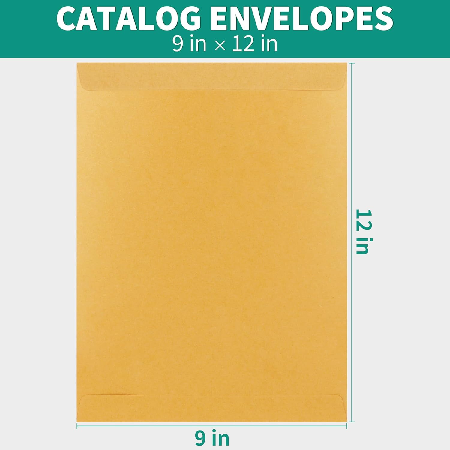 9x12 Catalog Mailing Envelopes - 100 Count, Self Seal Stay Flat Brown Kraft Envelopes, Heavy Duty Shipping Mailers for Documents, Photos & Letters, Peel & Seal Closure