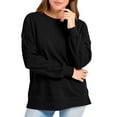 thumbnail image 3 of Sweatshirts for Womens Loose Crewneck Long Sleeve Shirts Fall Casual Outfits Top Solid Color Blouses Pullover 2025 Trendy Fashion Clothings, 3 of 9