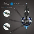 thumbnail image 6 of Gaming Headset for PS4, PC, Xbox One Controller, Wired Gaming Chat Headphones with 7.1 Surround Sound, Noise-Cancellation Microphone, LED Blue Light Gaming Headset (Blue), 6 of 7