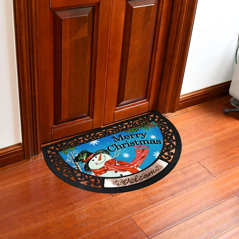 Rubber Doormat Indoor Outdoor Half Round Door Mat Set of 2 Low Profile  Doormat
