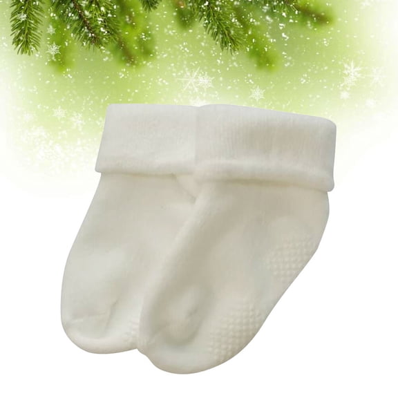WEUVEB Non Slip Socks for Toddlers White Socks Anti-slip Thickening 1 Pair for Autumn and Winter
