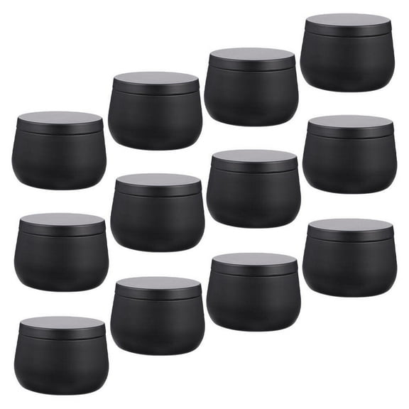 Mobestech 12Pack Food Containers With Lids Tinplate Cans Airtight Storage Black Decor