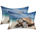 thumbnail image 2 of GZHJMY Satin Pillowcase for Hair and Skin, Sea Turtle Cooling Pillow Case with Envelope Closure Soft Breathable Silk Satin Pillow Cover for Sleeping King Size 40x20 in Home Decor, 2 of 7