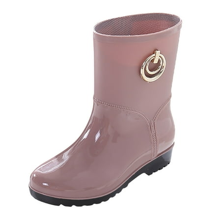 

Dyfzdhu Hot Ladies Mid Tube Fashion Waterproof Boots Outdoor Rain Boots