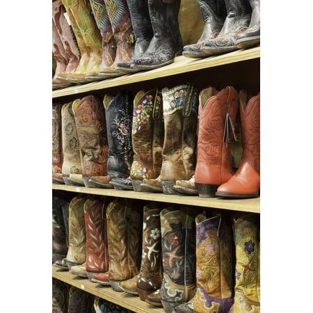 Cowboy Boots Lining the Shelves, Austin, Texas, United States of America, North America Print Wall Art By