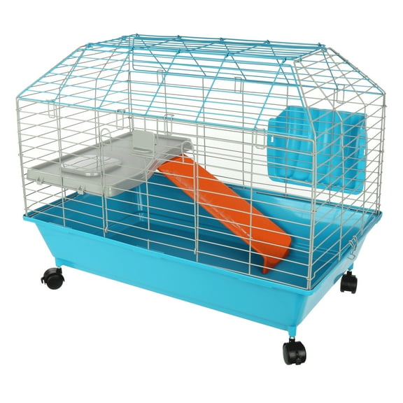 Guinea Pig Cage with Ramp, Shelf and Hayfeeder