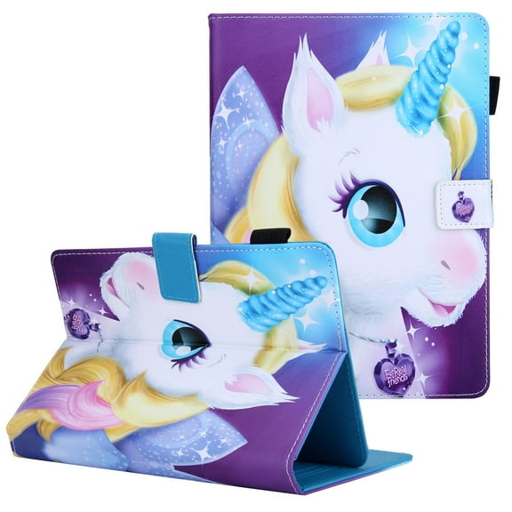 Universal Folio Case for 8 Inch Tablet, Allytech Slim Anti-Slip Stand Magnetic Cover Wallet Case with Pen Holder, for Galaxy Tab A 8.0", Lenovo Tab 8, Fire HD 8 Plus 2020 & More, Unicorn