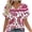 Hot Pink, variant on Spring Summer Casual Loose Printed Dolman Sleeve Short Sleeve V-Neck Blouse for Women, Cozy Going Out Top Purple-B, L
