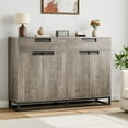 thumbnail image 5 of Luku 55" Modern Farmhouse Sideboard Buffet Cabinet with 2 Drawers & 4 Doors, Large Kitchen Storage Coffee Bar Table with Adjustable Shelves for Dining Room, 5 of 7