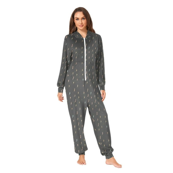 Lightning Bolts Adult onesie Pajamas, Crystal Velvet Ultra Soft Warm Jumpsuit for Men and Women
