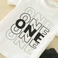 thumbnail image 5 of KAOOCXU Infant Boy Comfort Safe Tshirt Short Sleeved Letter Printed Shirt Tops Shorts First 2Nd Birthday 2Pc Set Suitable Casual Formal Occasions, 5 of 7