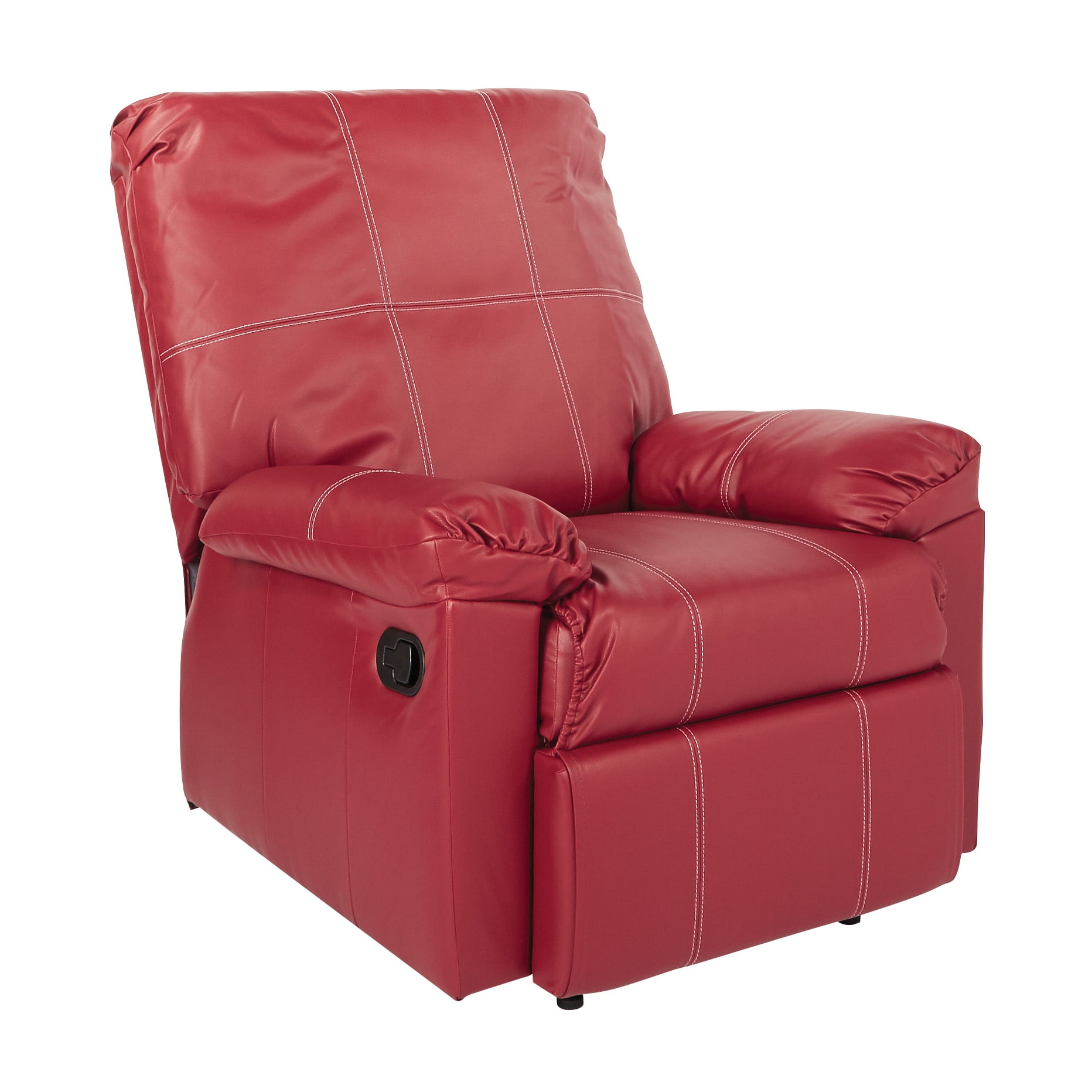 Kensington Faux Leather Recliner, Red