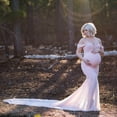 thumbnail image 2 of gakvbuo Maternity Dress For Women Plus Size Summer Baby Shower Pregnancy Dresses For Photoshoot Maternity Clothing Women Pregnants Photography Props Off Shoulder Sleeveless Solid Dress, 2 of 2