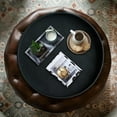 thumbnail image 3 of HofferRuffer Extra Large Round Serving Tray 24'', Elegant Oversized Faux Leather Circle Ottoman Table Tray, Serve Tea Coffee Breakfast in Bedroom Living Room Kitchen (Classic, 3 of 8