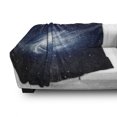 thumbnail image 3 of Outer Space Soft Flannel Fleece Throw Blanket, Spiral Galaxy Image Space and Stars Celestial Cosmos Expanse Universe Modern, Cozy Plush for Indoor and Outdoor Use, 50" x 70", Navy White, by Ambesonne, 3 of 6