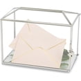 thumbnail image 1 of WHSLILR 12.6" Glass Card Box Wedding Card Box with Lock for Wedding Reception Cosmetic Home Decor, Handmade Large Geometric Terrarium with Hinged Lid, Brass Frame - (Stainless Steel/Roof), 1 of 7