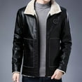 thumbnail image 4 of Men’s Faux Fur Leather Jacket Autumn Winter Fleece Lined Coat Vintage Bomber Jacket Zip-Up Motorcycle Bomber Jacket Casual Tops Coats For Men Up to 65% off Clear!Clearance!!!, 4 of 9