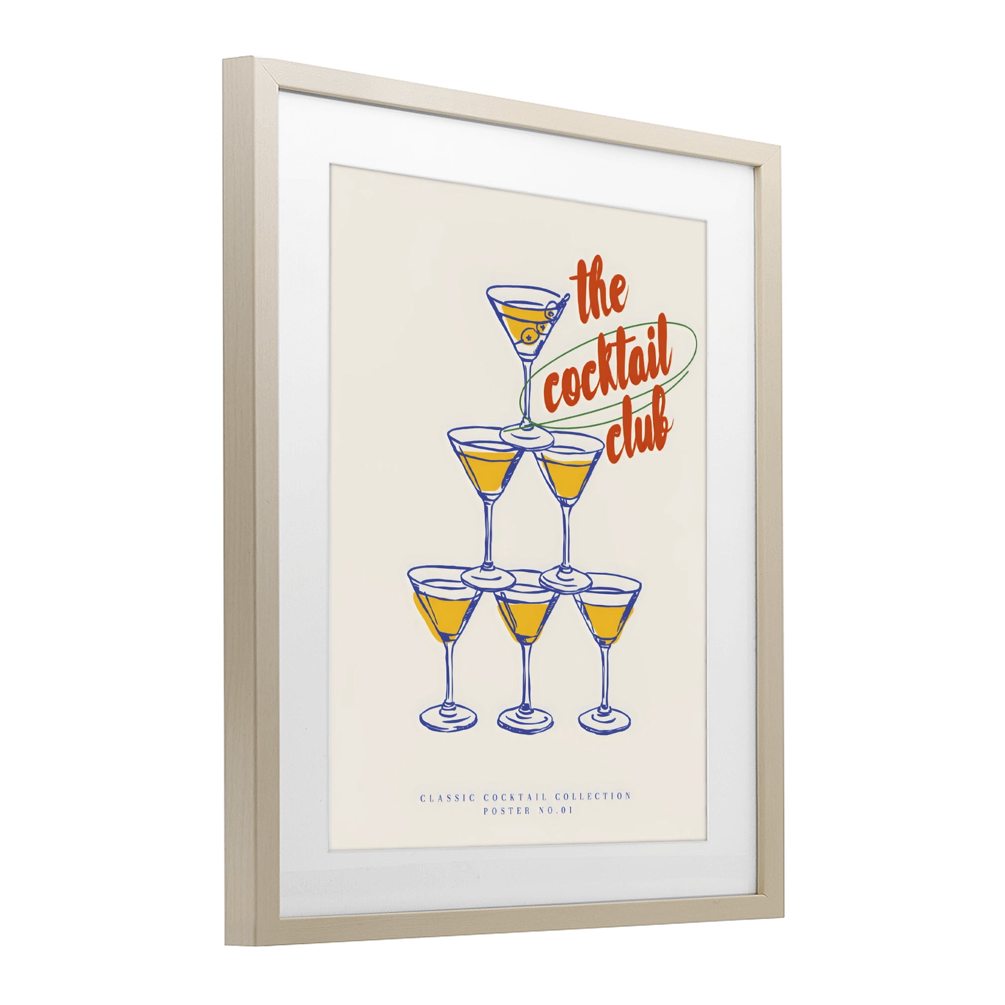 Stupell Industries Tower Toast Cocktail Club Birch Framed Print Under Glass, design by The Prints Vibe