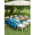 thumbnail image 4 of Outdoor Tablecloth with Umbrella Hole for Patio/Picnic/Party/Camping, Summer Santa Waterproof Table Cloth Rectangle Table Cover Washable, Blue Ocean Oil Painting Swimming Ring (60"x 120"), 4 of 8