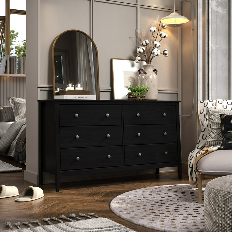 black dresser solid wood Thetford Traditional Black Solid Wood 7 Drawer Dresser