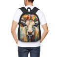 thumbnail image 4 of Balery Oil Painting Flower Cow Mochila para hombre y mujer - Tela Oxford 600D resistente - Gran capacidad, resistente al agua, ideal para la escuela, viajes y senderismo, 4 of 6