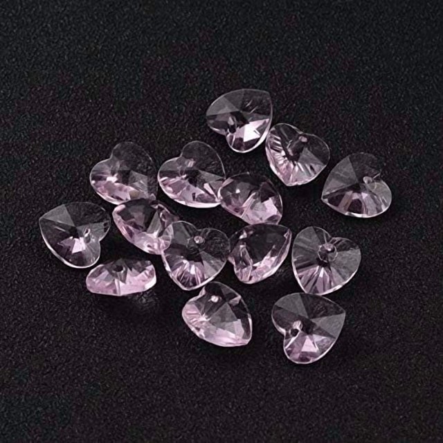 20 colgantes de corazón, ideas románticas para San Valentín, dijes de cristal facetados en forma de corazón para hacer joyas.