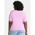 thumbnail image 3 of Terra & Sky Women's Plus Size Ribbed Sweetheart Sweater with Short Sleeves, Lightweight, Sizes 0X-5X, 3 of 5